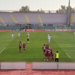 I giocatori dell'US Livorno esultano dopo un gol nella partita contro il Cittá di Castello.